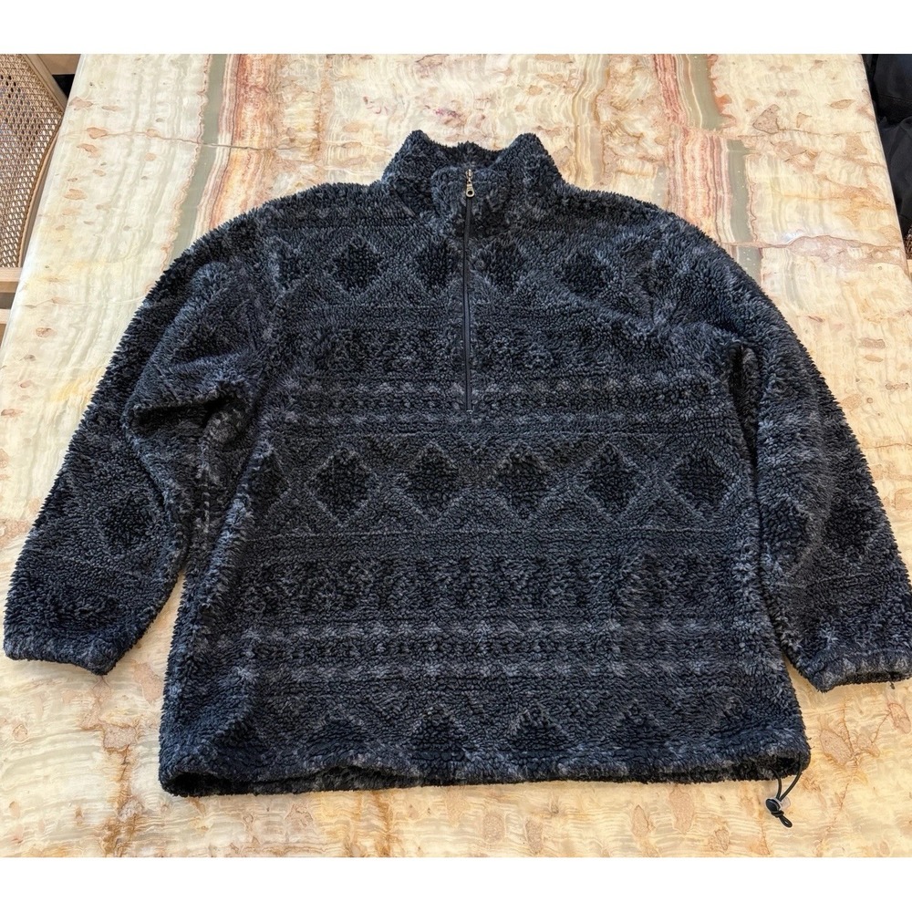 Woolrich XL Sherpa Fleece 1/4 Zip Pullover Men's Charcoal Textured Sweater